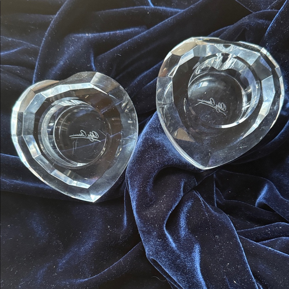 Designer Heart-Shaped Heavy Crystal Candle Holders